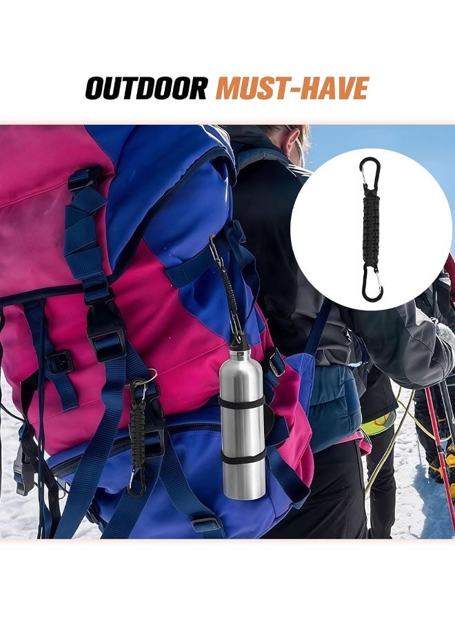 سلسلتا مفاتيح مزودتان بمشابك كارابين، وسلسلة مفاتيح من حبل الباراكورد مزودة بحلقات قفل على شكل حرف D - سلسلة مفاتيح متينة لتعليق مفاتيح السيارة، وحقائب الظهر، والأدوات، للرجال والنساء - Image 4